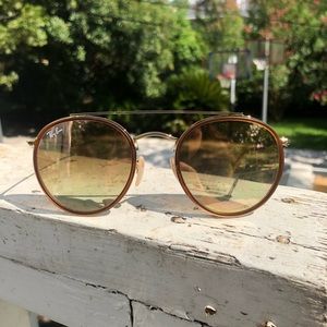 Ray ban gold round double bridge sunglasses